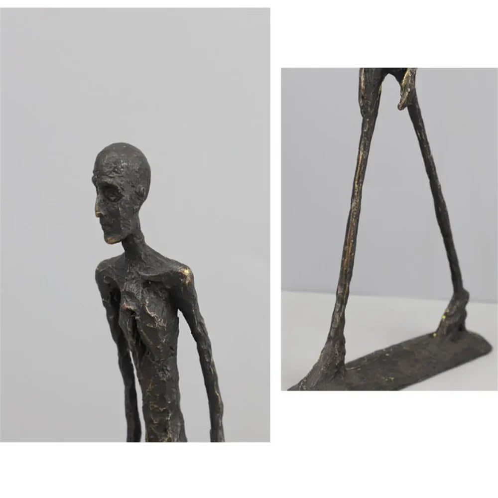 Metalen Sculptuur Wandelende Man Abstracte Beeldhouwwerk