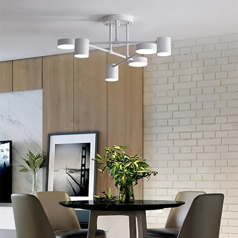 Moderne 6-Lichts Plafondlamp met Aanpasbare Kleurmodi