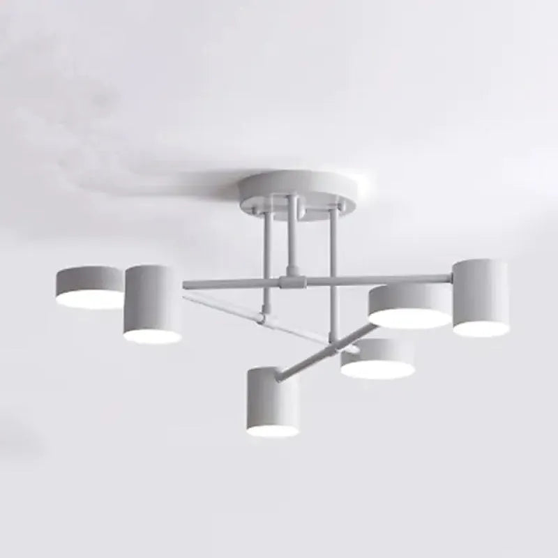 Moderne 6-Lichts Plafondlamp met Aanpasbare Kleurmodi Wit