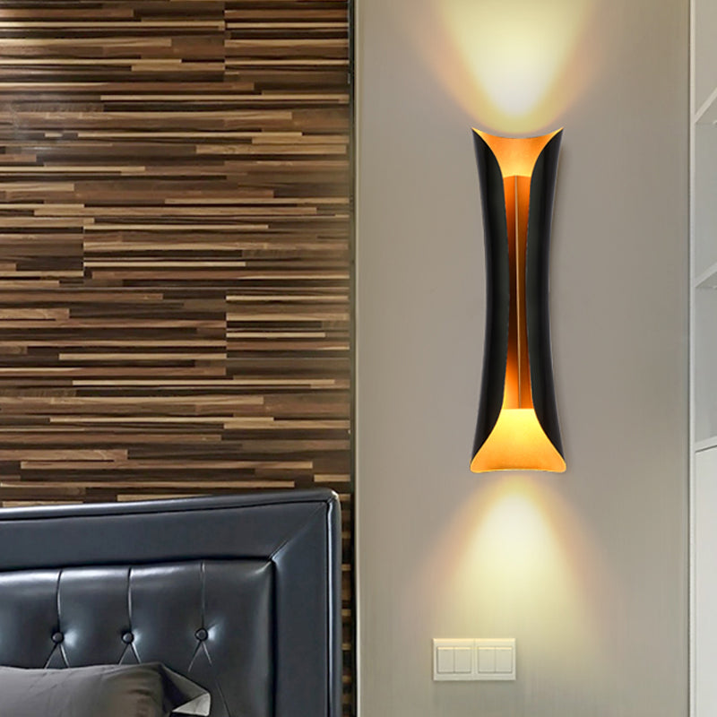Moderne Curl Wandlamp 13 21 30 Inch Hoogte 2 Lichten Zwart Zwart