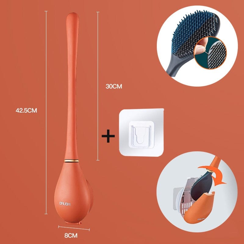Moderne Flexibele Silikon Toilettenborstel Met Platte Kop Oranje