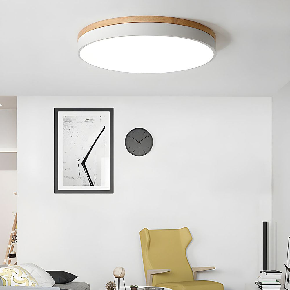 Moderne Houten LED Inbouw Plafondlamp Energiezuinige Warmwit Wit D40cm*H6cm(30W)