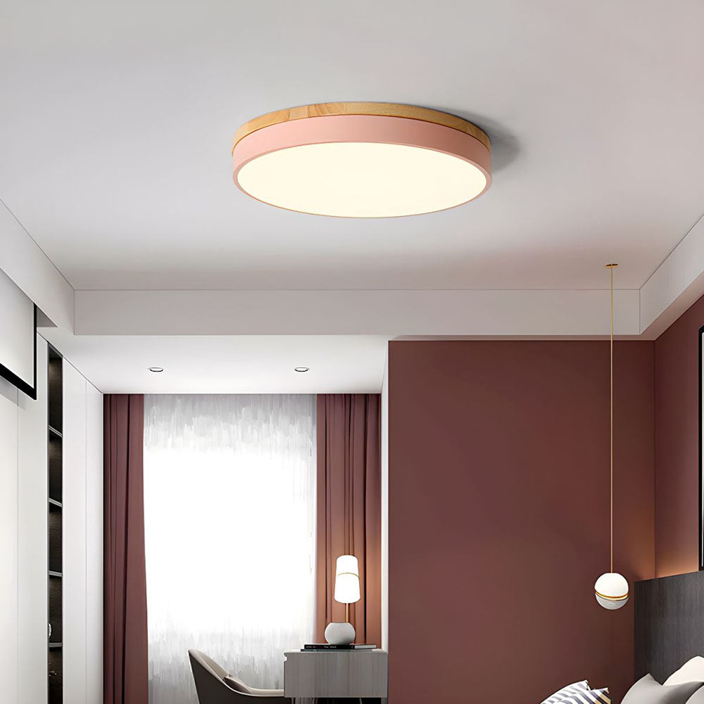Moderne Houten LED Inbouw Plafondlamp Energiezuinige Warmwit Roze