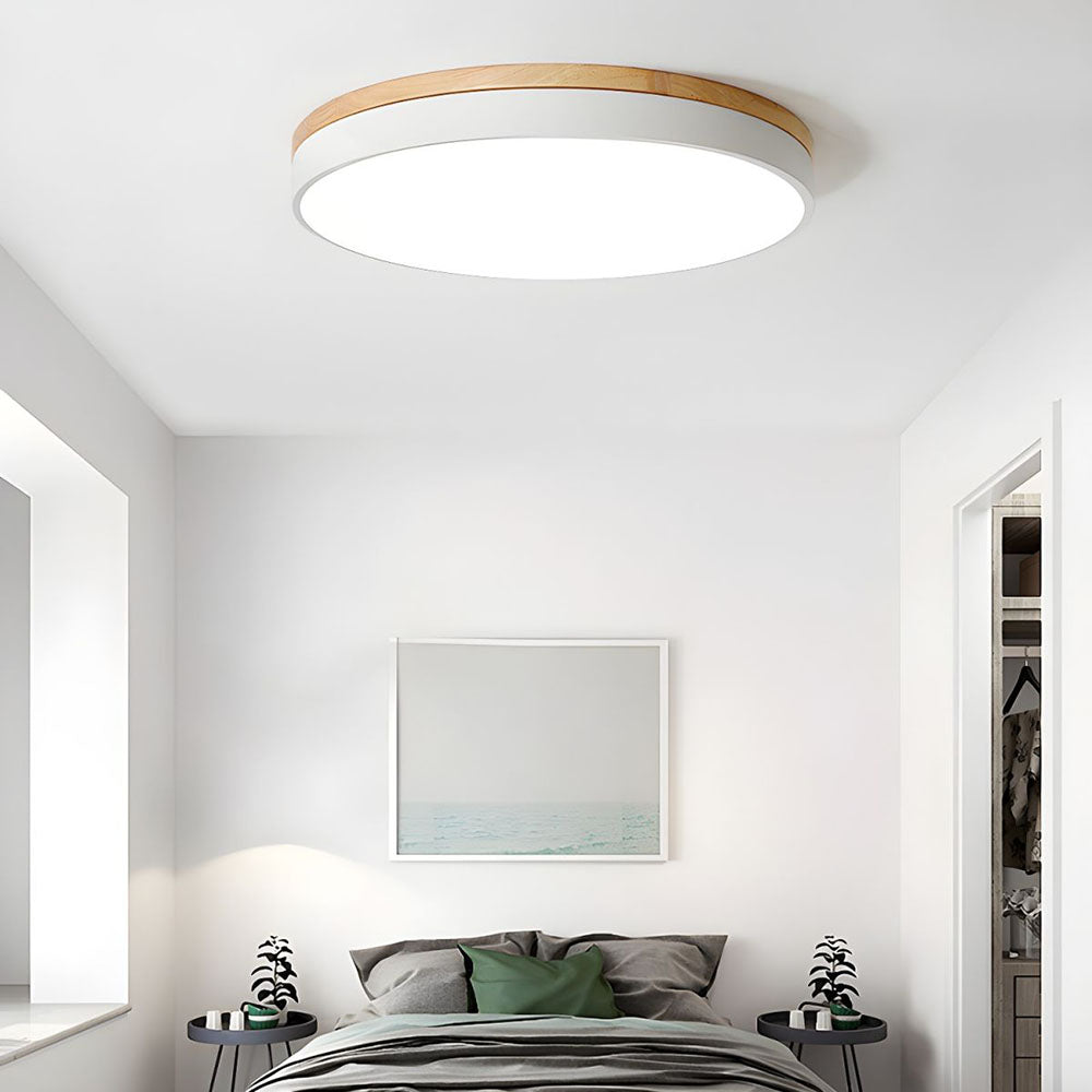 Moderne Houten LED Inbouw Plafondlamp Energiezuinige Warmwit Wit D30cm*H6cm(18W) Wit licht
