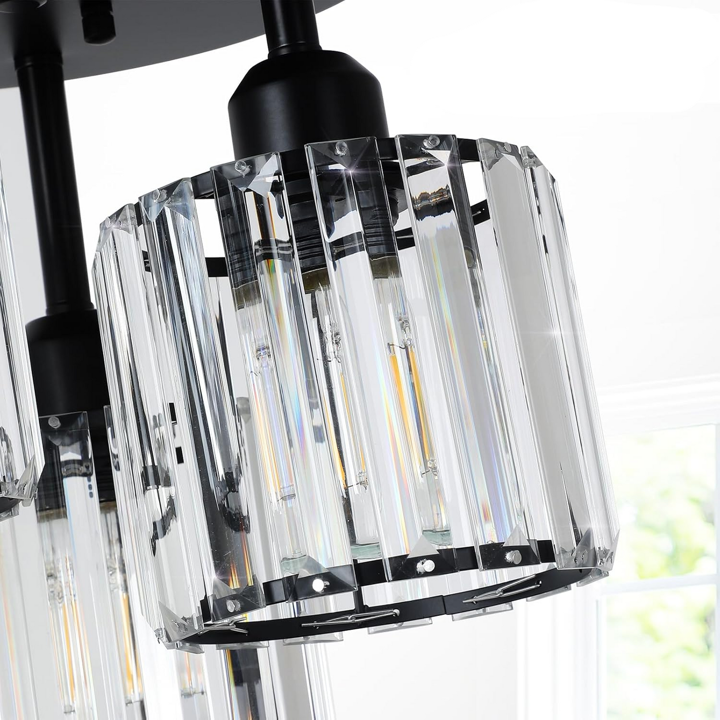 Moderne Kristallen Semi Flush Plafondlamp Voor Slaapkamer