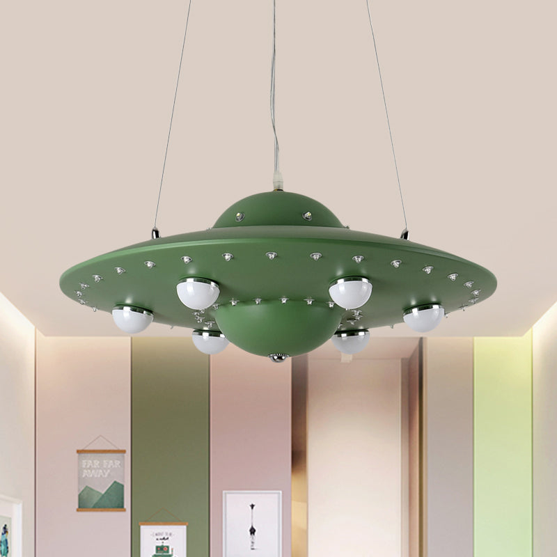 Noordse Vliegende Schotel Hanglamp Metaal Grijs Roze Blauw