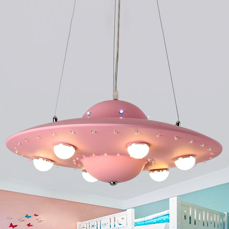 Noordse Vliegende Schotel Hanglamp Metaal Grijs Roze Blauw Roze