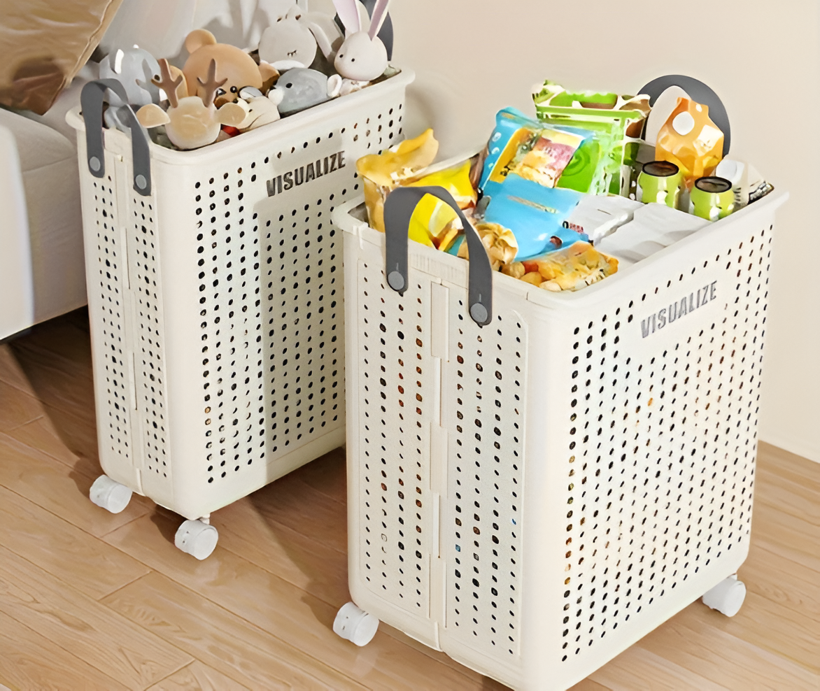 Opvouwbare Wasmand Met Wielen Voor Ruime Inhoud En Gemak