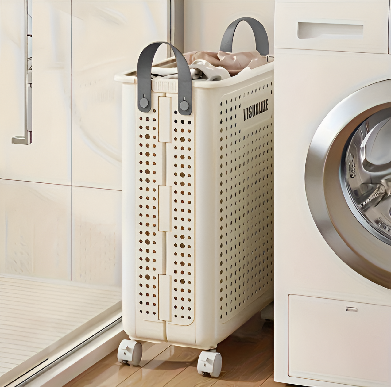 Opvouwbare Wasmand Met Wielen Voor Ruime Inhoud En Gemak