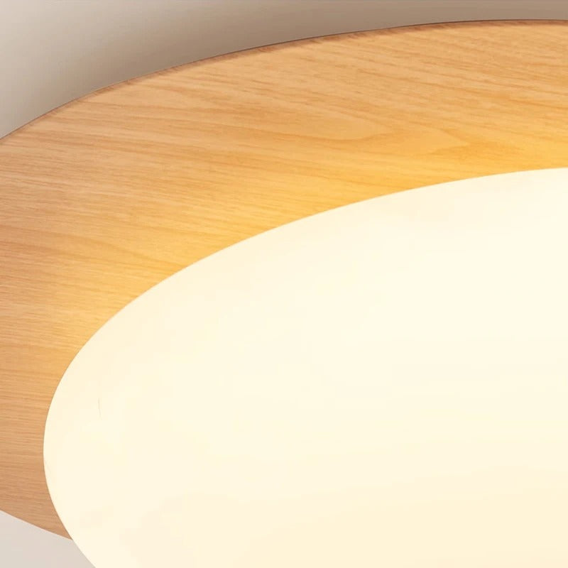 Plafondlamp Met Houtnerfafwerking Voor Warme Verlichting