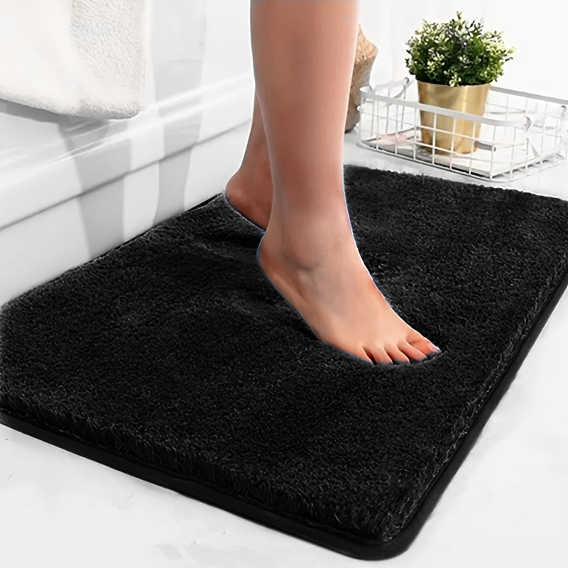 Pluche Badmat Anti Slip Luxe Comfort Wasbaar 50x80 Cm Zwart
