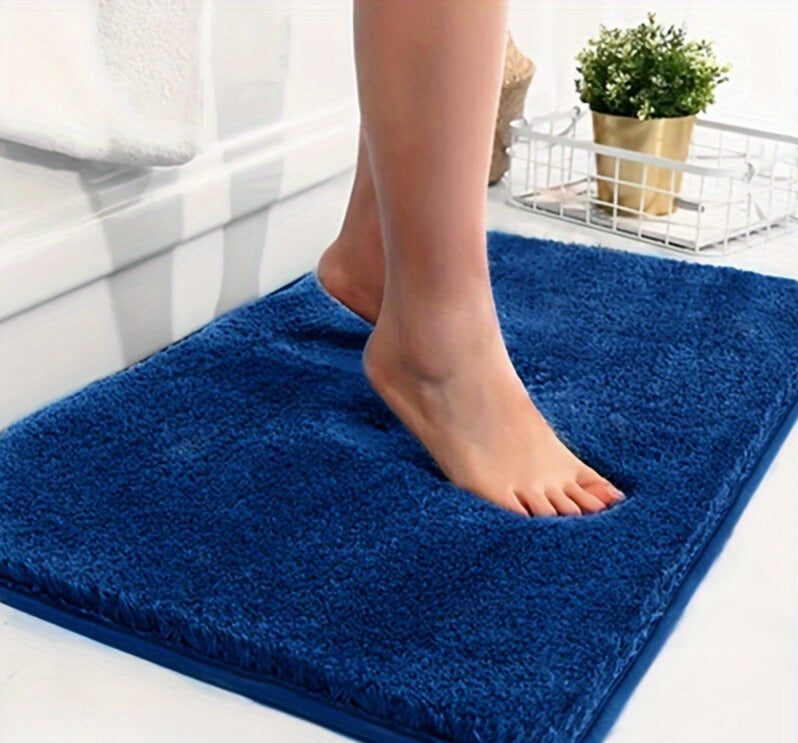 Pluche Badmat Anti Slip Luxe Comfort Wasbaar 50x80 Cm Donkerblauw