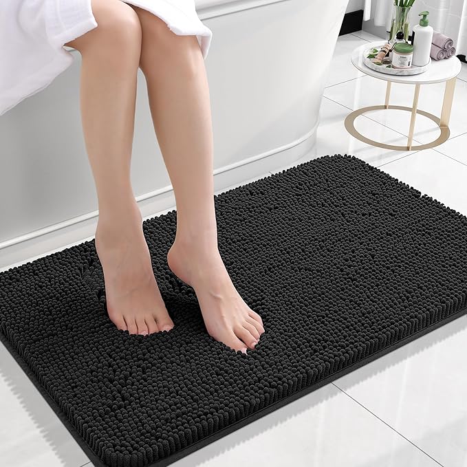 Pluche Luxe Badmat Voor Comfort En Elegantie In Badkamer Zwart