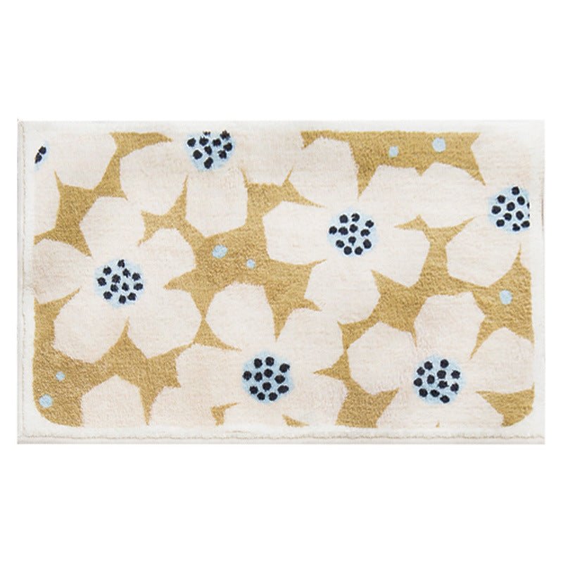 Retro Bloemenbadmat In Zes Levendige Kleuren Voor Badkamer Bruin