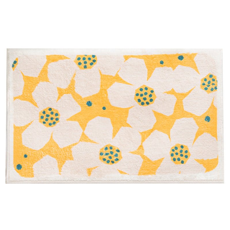 Retro Bloemenbadmat In Zes Levendige Kleuren Voor Badkamer Geel
