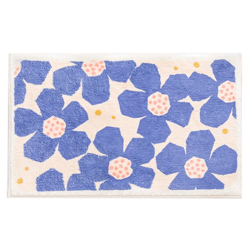 Retro Bloemenbadmat In Zes Levendige Kleuren Voor Badkamer Paars