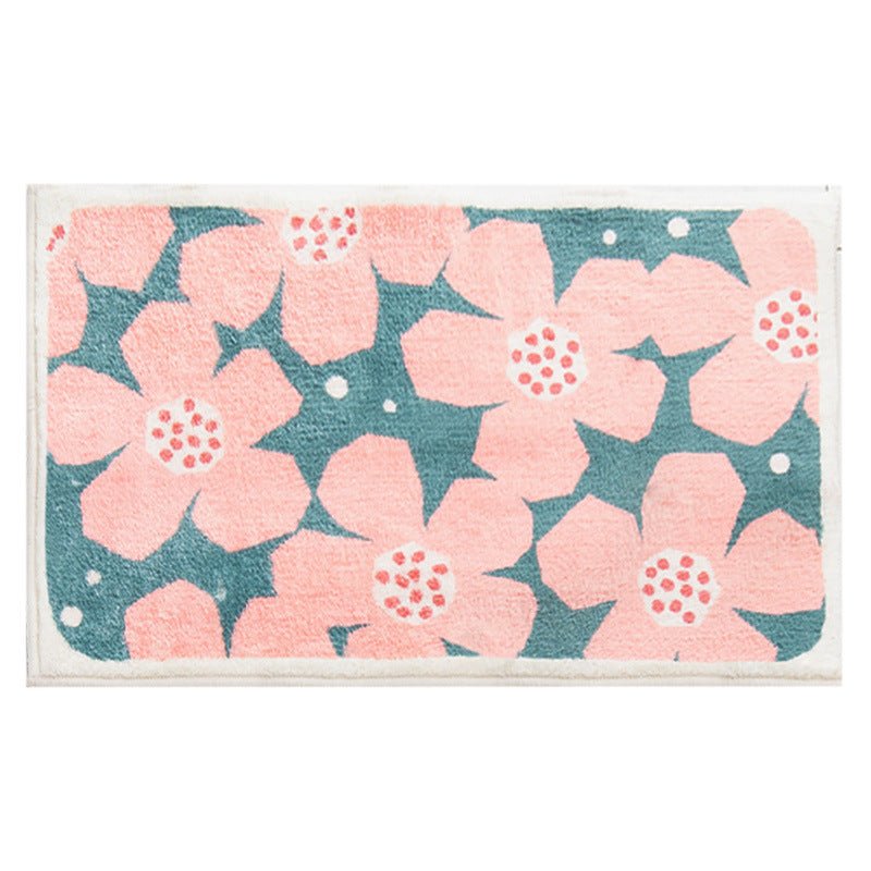 Retro Bloemenbadmat In Zes Levendige Kleuren Voor Badkamer Roze