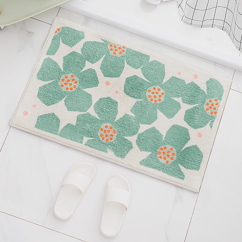 Retro Bloemenbadmat In Zes Levendige Kleuren Voor Badkamer