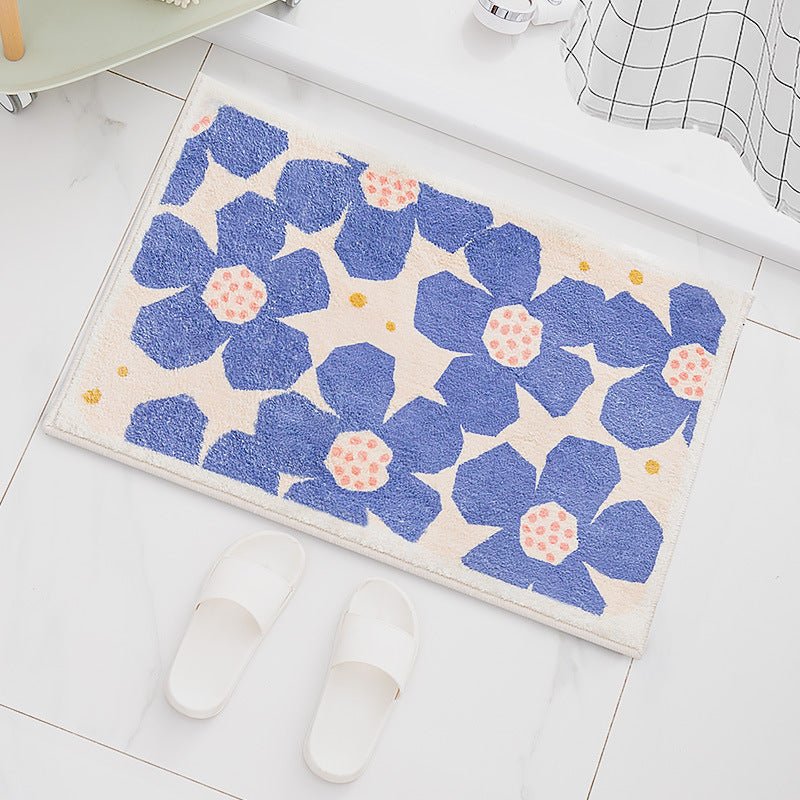Retro Bloemenbadmat In Zes Levendige Kleuren Voor Badkamer