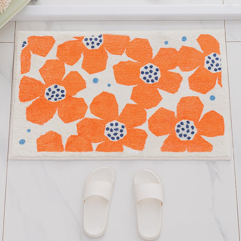 Retro Bloemenbadmat In Zes Levendige Kleuren Voor Badkamer
