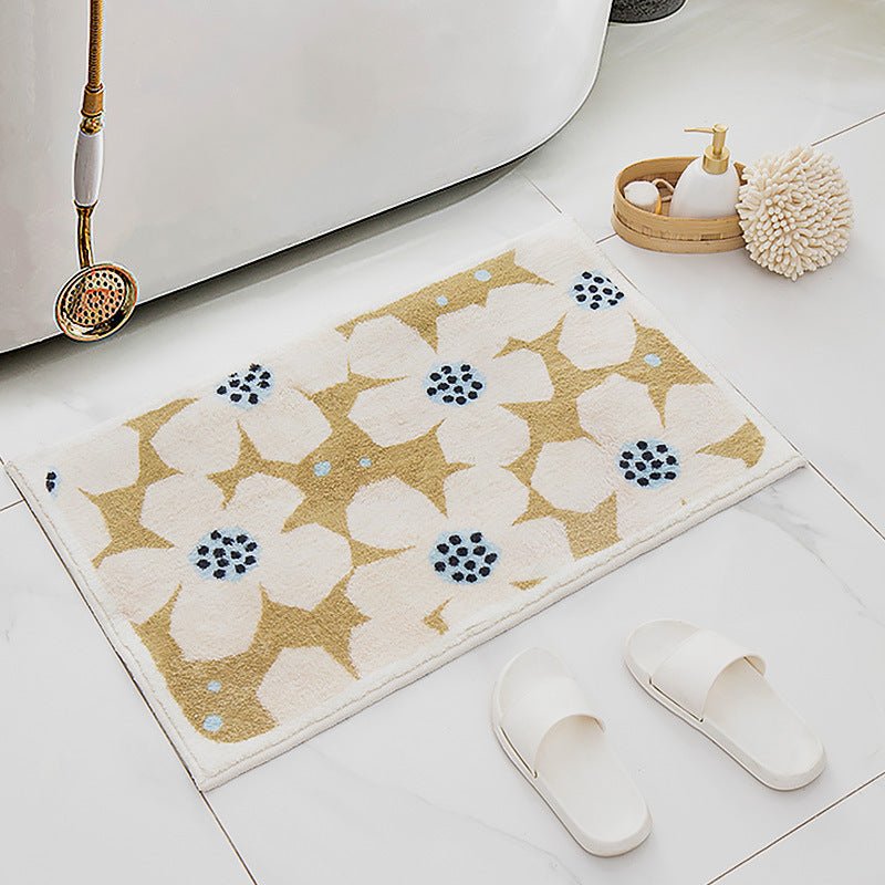 Retro Bloemenbadmat In Zes Levendige Kleuren Voor Badkamer