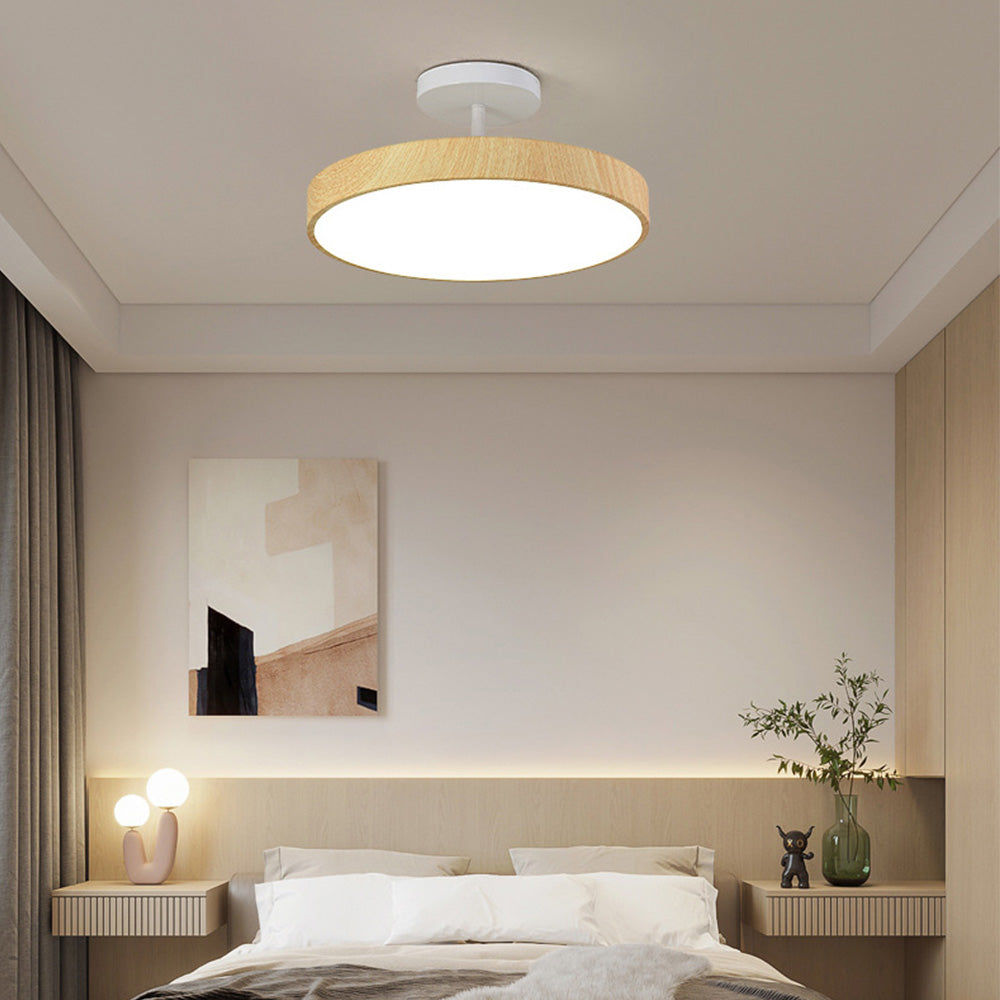 Semi Flush Plafondlamp Met Hout En Energiezuinige Led Hout