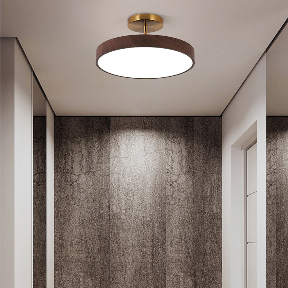 Semi Flush Plafondlamp Met Hout En Energiezuinige Led