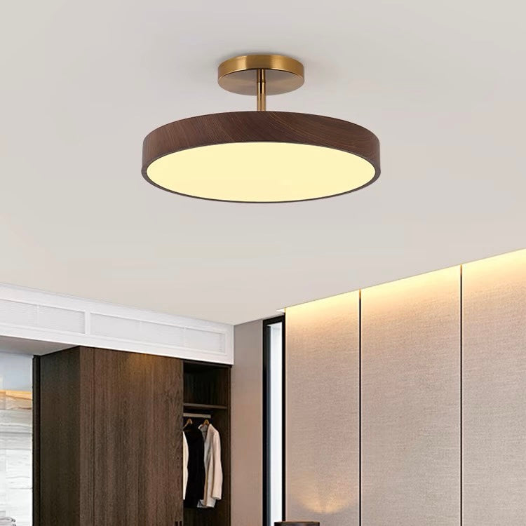 Semi Flush Plafondlamp Met Hout En Energiezuinige Led Walnoot Warm licht