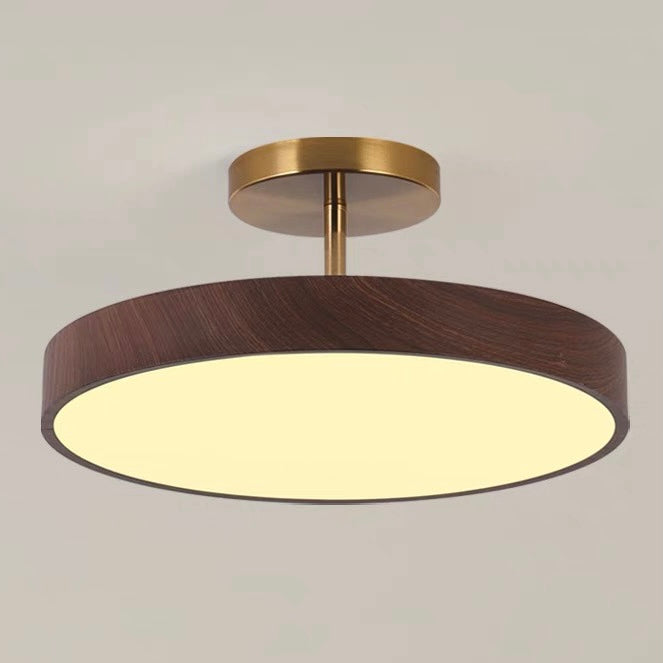 Semi Flush Plafondlamp Met Hout En Energiezuinige Led