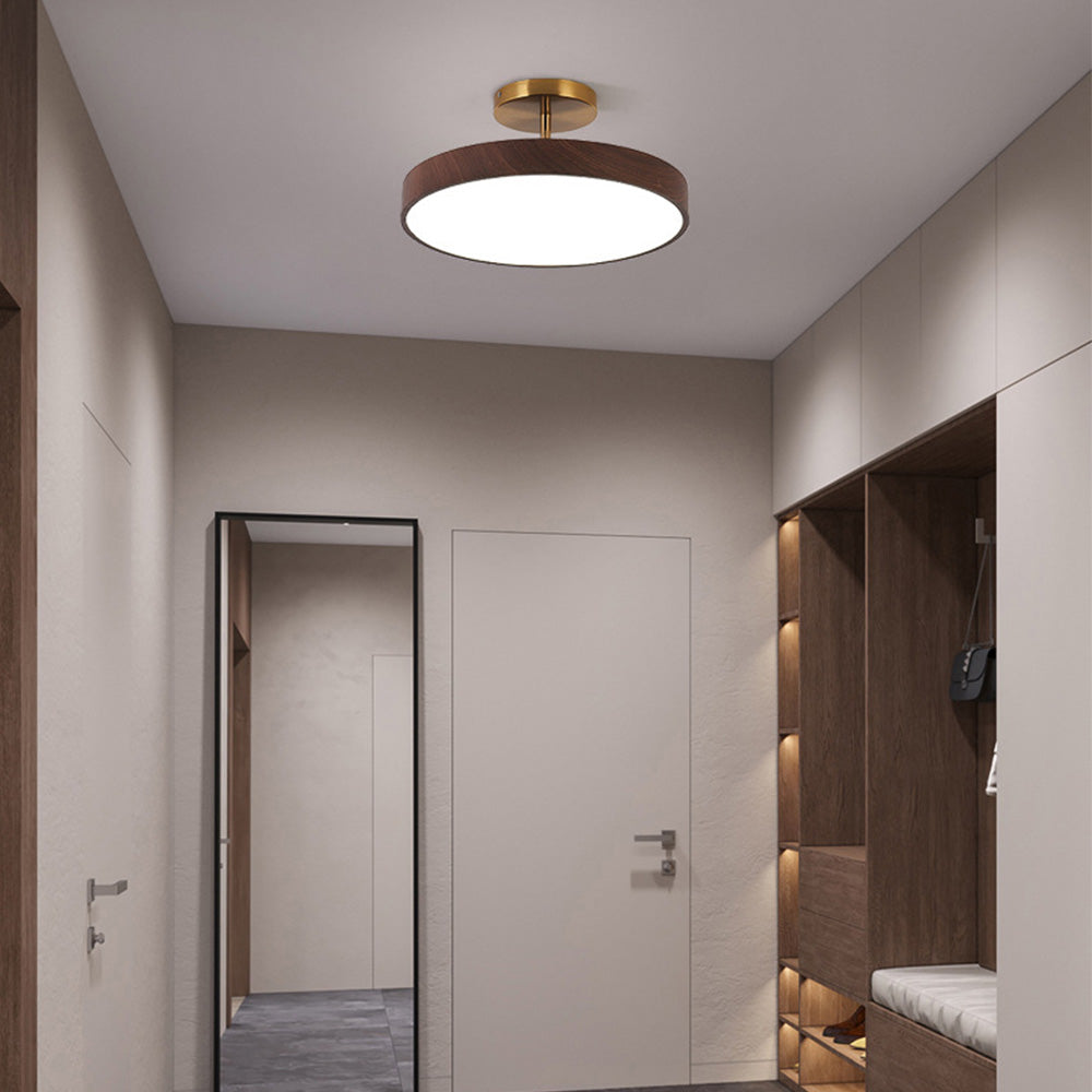 Semi Flush Plafondlamp Met Hout En Energiezuinige Led