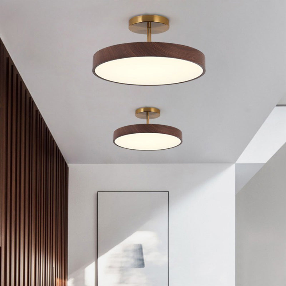 Semi Flush Plafondlamp Met Hout En Energiezuinige Led