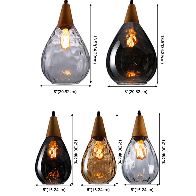 Stijlvolle Druppel Glas Hanglamp Hout Glasontwerp