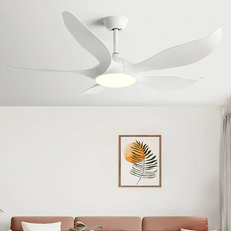 Stijlvolle Plafondventilator Met Geïntegreerde Ledlamp 5 Bladen Wit-houtnerf