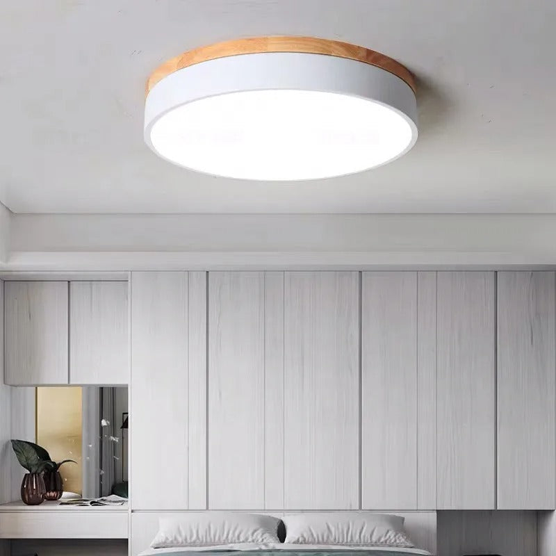Stockholm Plafondlamp met Natuurlijke Houten Elementen Wit