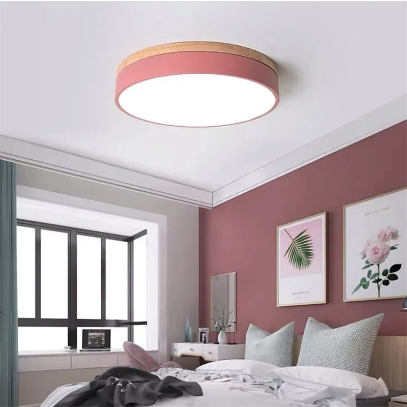 Stockholm Plafondlamp met Natuurlijke Houten Elementen Roze