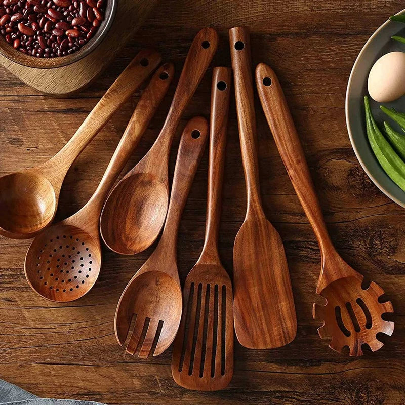 Teak Keukenhulpmiddelen Set Voor Een Duurzame Keuken
