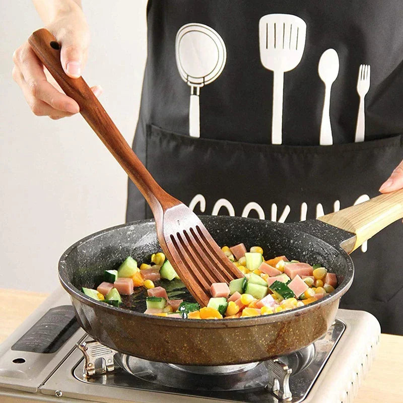 Teak Keukenhulpmiddelen Set Voor Een Duurzame Keuken