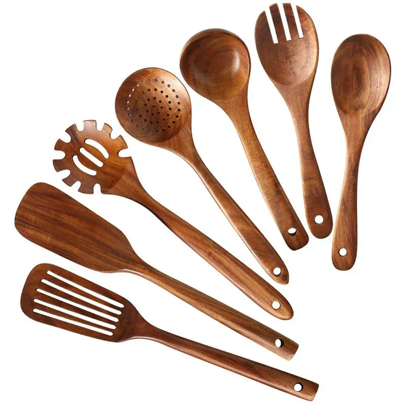 Teak Keukenhulpmiddelen Set Voor Een Duurzame Keuken