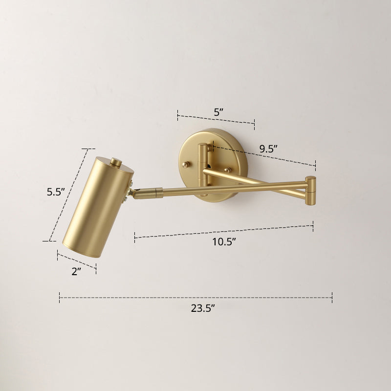 Tubesvormige Wandlamp Muurbevestiging Met Uittrekbare Arm Goud