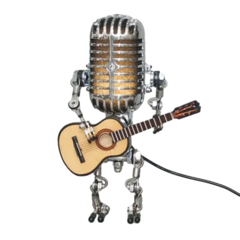 Vintage Microfoon Robotlamp Met Lichten Voor Geschenk geel