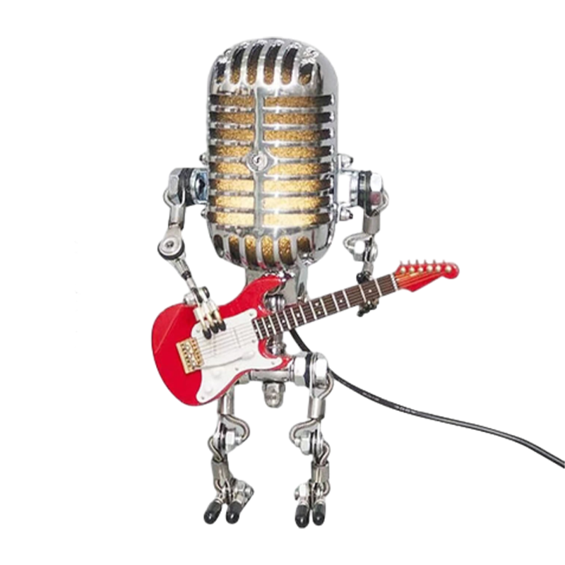 Vintage Microfoon Robotlamp Met Lichten Voor Geschenk rood