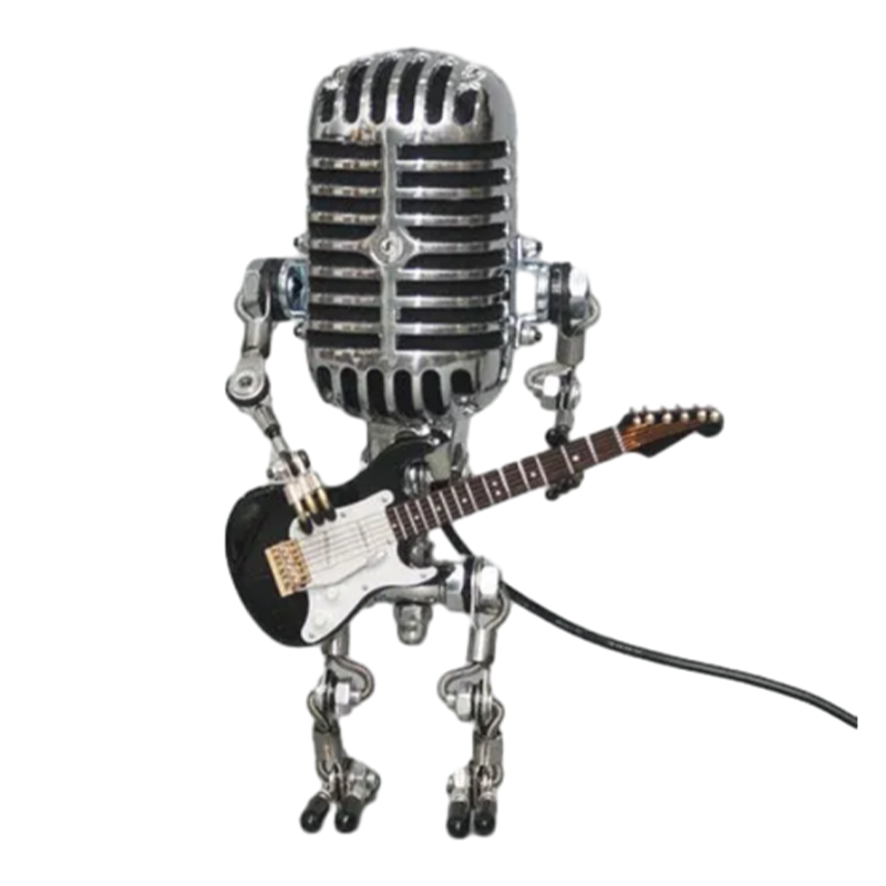 Vintage Microfoon Robotlamp Met Lichten Voor Geschenk zwart