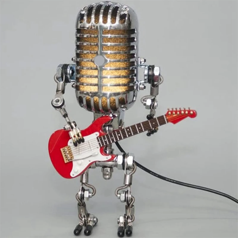 Vintage Microfoon Robotlamp Met Lichten Voor Geschenk