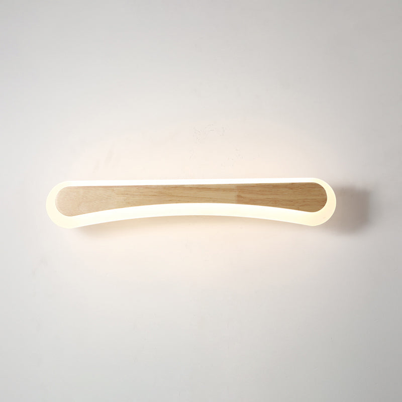 Wandlamp Badkamer Houten LED Wandlampen Acryl Schaduw Hout 23.5" Boog