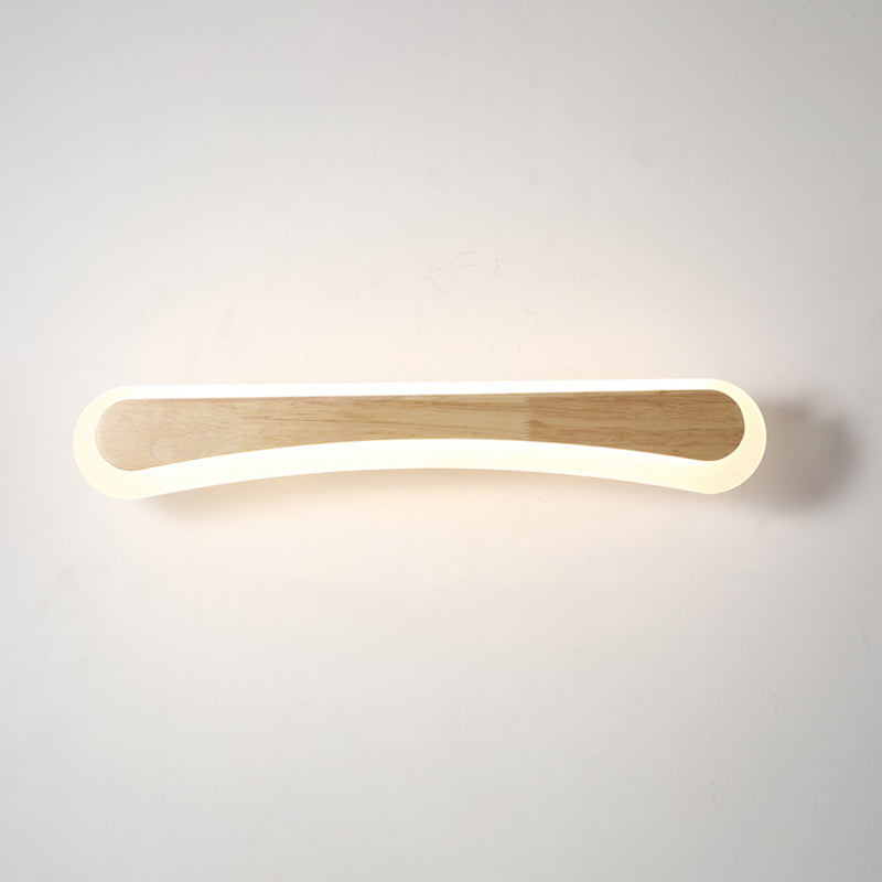 Wandlamp Badkamer Houten LED Wandlampen Acryl Schaduw Hout 31.5" Boog