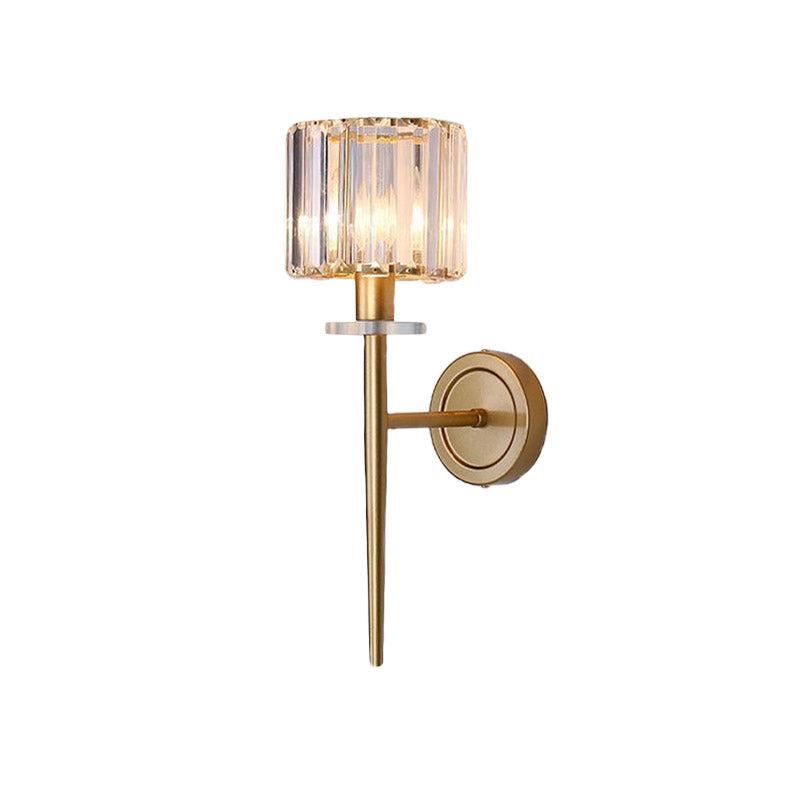 Wandlamp Kristallen Gouden Cilindrisch IJzeren Potloodarm