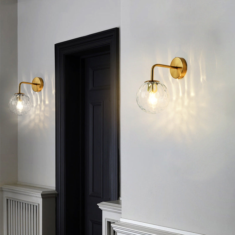 Wandlamp Modern Gerimpelde Glazen Bol Gouden 1 Licht Arm