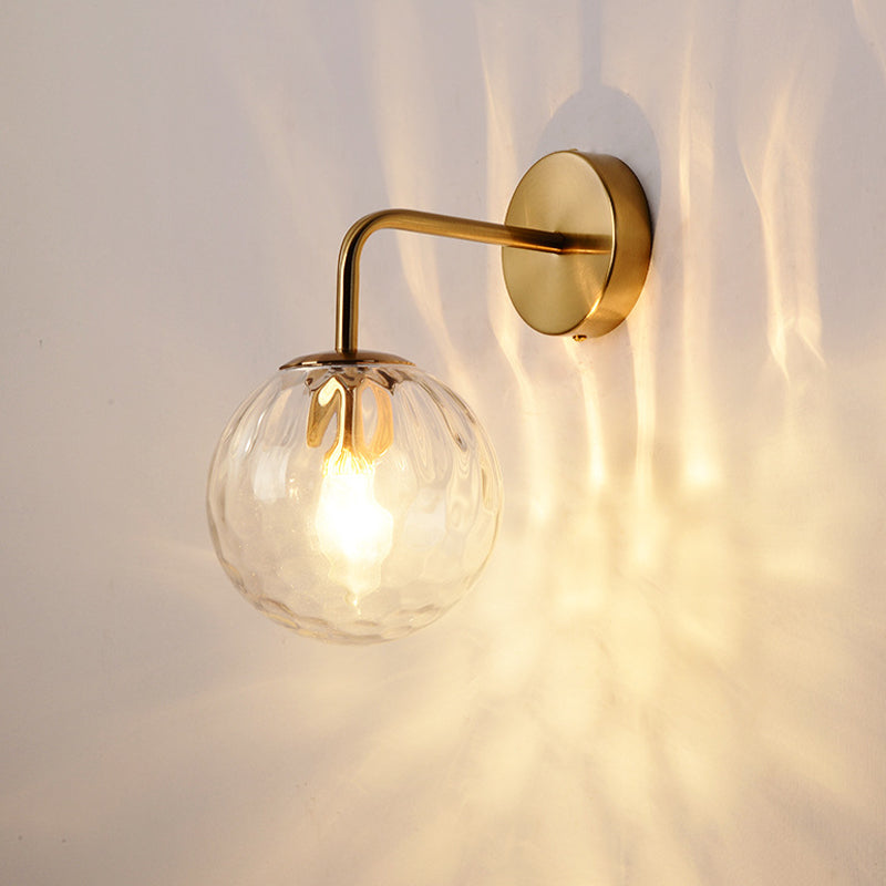Wandlamp Modern Gerimpelde Glazen Bol Gouden 1 Licht Arm