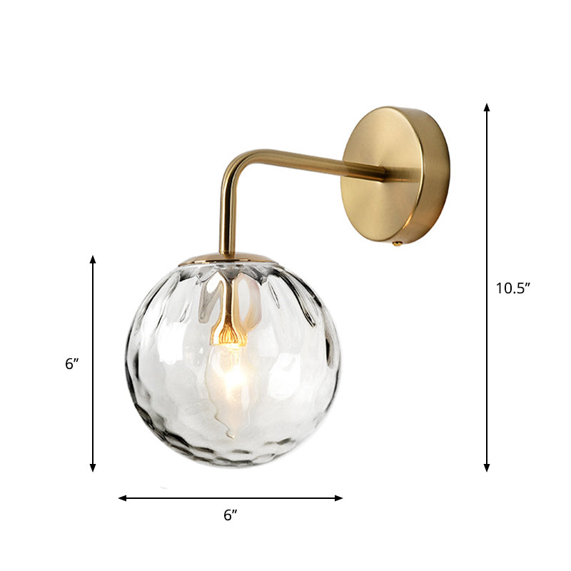 Wandlamp Modern Gerimpelde Glazen Bol Gouden 1 Licht Arm