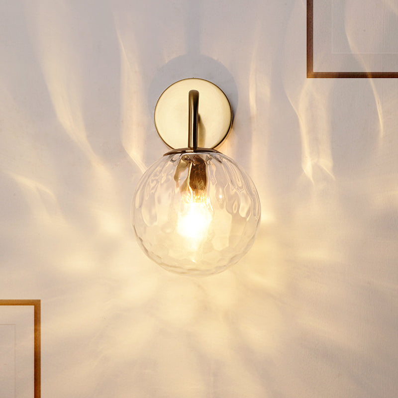 Wandlamp Modern Gerimpelde Glazen Bol Gouden 1 Licht Arm Goud